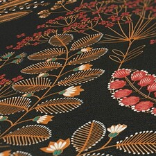 Midnight Botanicals Multicoloured Wallpaper on Charcoal Red