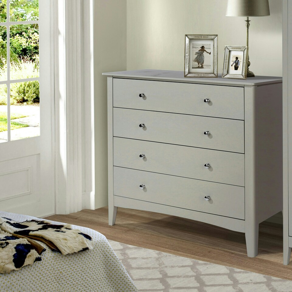 image 1 of Como 4 Drawer Chest of Drawers - Shaker Style Bedroom Storage Cabinet with Compact Design | Grey | Grey | 1