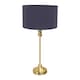 image 1 of ValueLights Maggie Gold Candlestick Table Lamp Navy Shade & Bulb | Gold