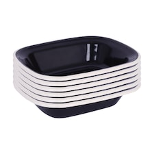 Argon Tableware Black Enamel Pie Dishes - 18 x 13.5cm - White - Pack of 6