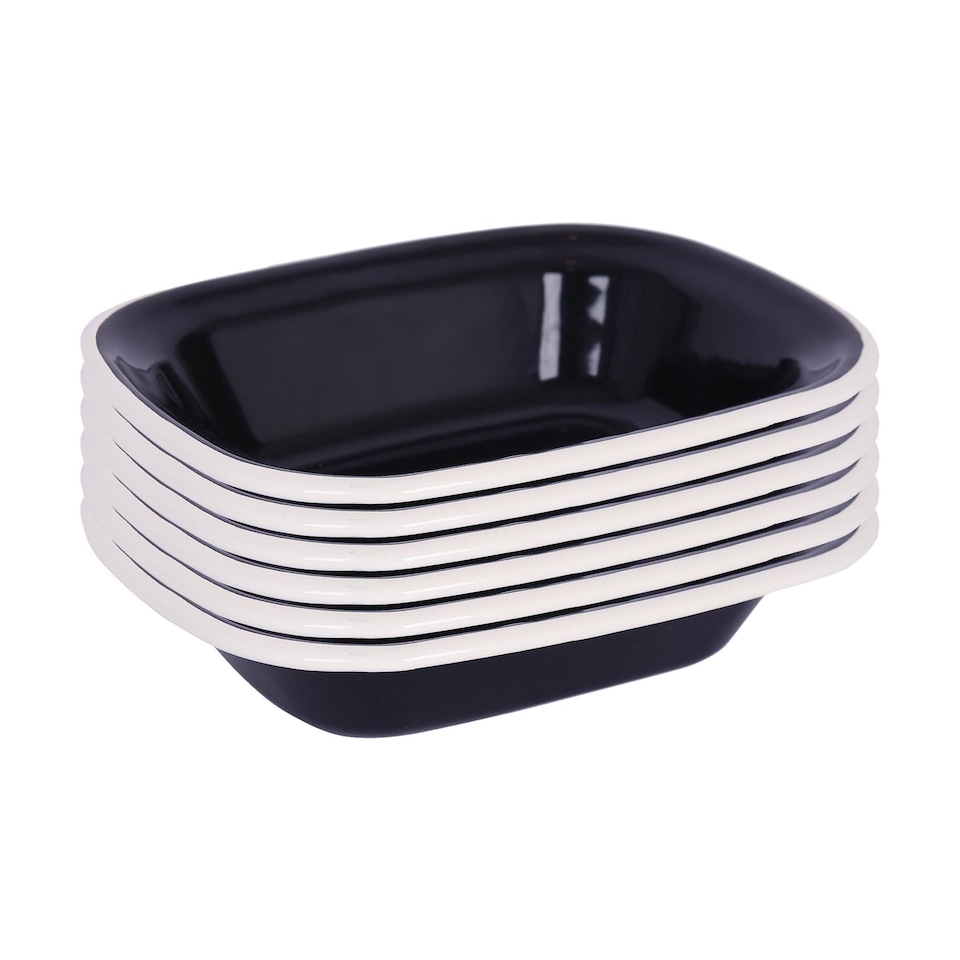 image 1 of Argon Tableware Black Enamel Pie Dishes - 18 x 13.5cm - White - Pack of 6