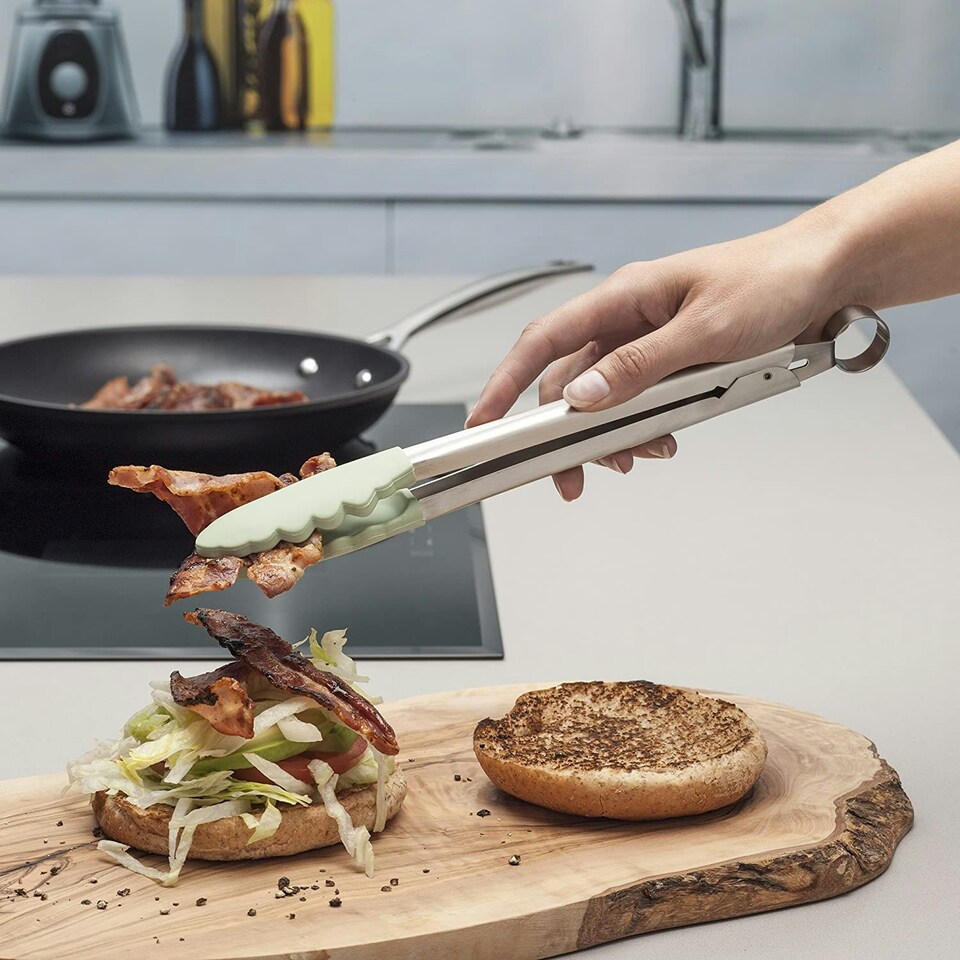 image 1 of Zeal Silicone Cooking Tongs, 25cm, Sage Green