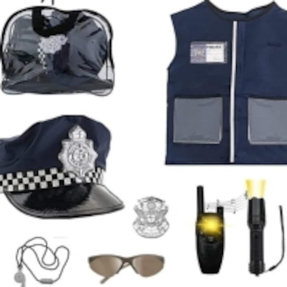 image 1 of Police Costume Role Play Set -Vest, Hat, Toy Shotgun & Accessories with Sound for Kids Ages 6 plus