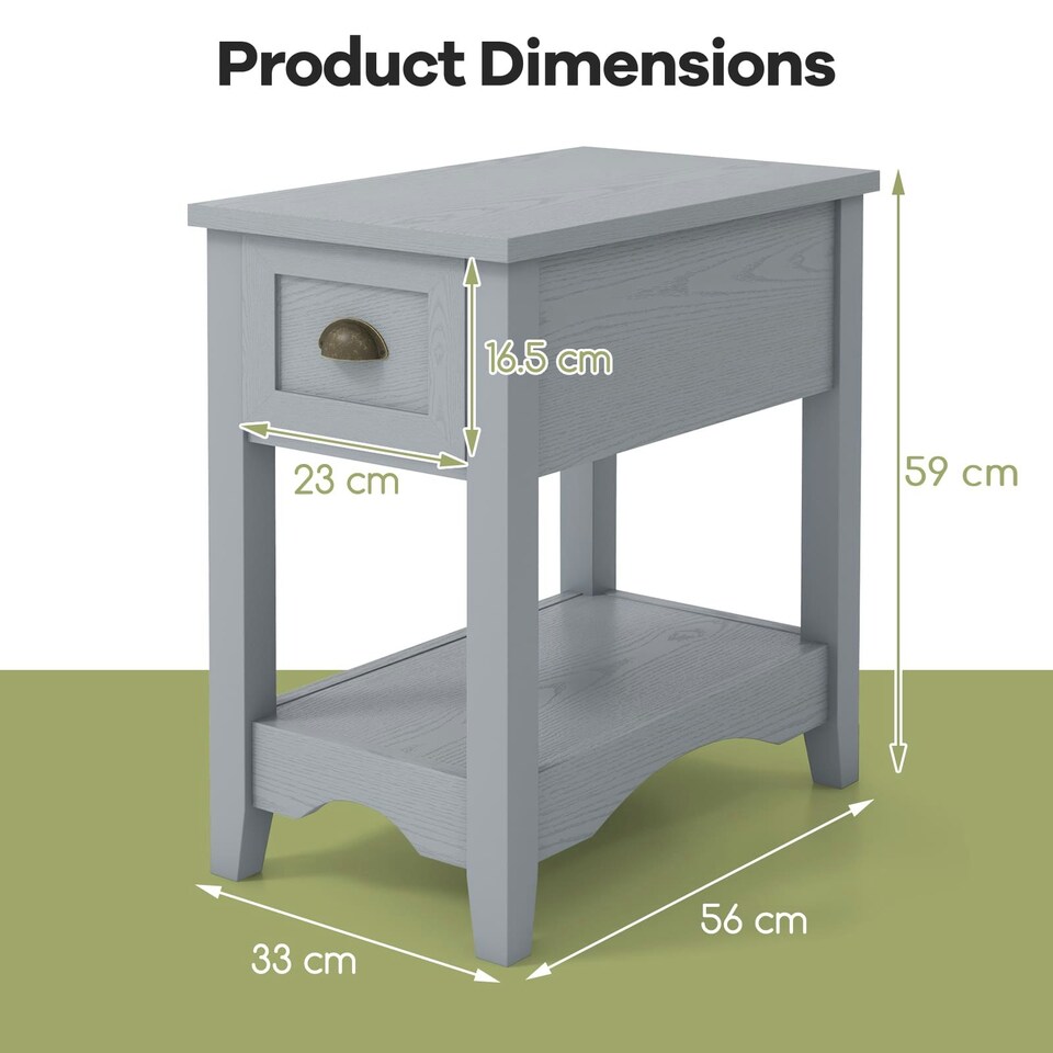image 1 of COSTWAY Nightstand Side End Table Retro Side Table Grey Grey