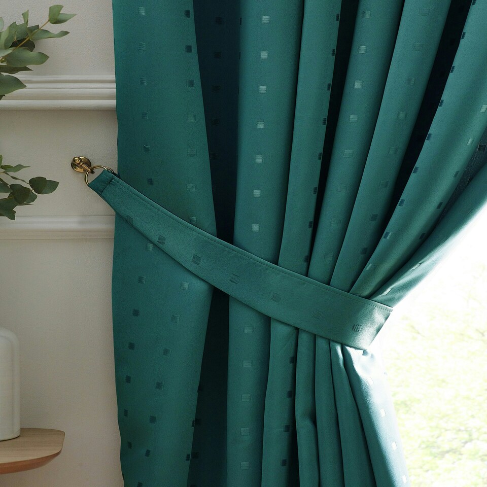 image 1 of Adison Lined Pencil Pleat Taped Curtains - 229cm x 183cm - Teal
