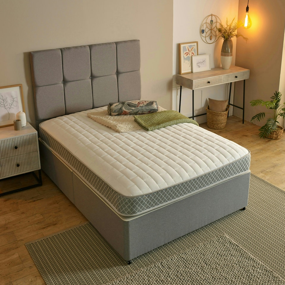 image 1 of Memory Foam Hybrid Spring Mattress - 7.25" Deep, Supportive Coil Spring Core Grey | Single