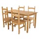 image 3 of Premium Corona Rectangular Dining Set with Table and 4 Chairs in Grey or Brown Waxed Pine - Solid Wood | Brown | Brown | 1