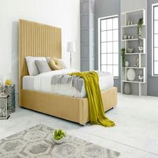 Merki Plush Small Double Bed Frame - Beige