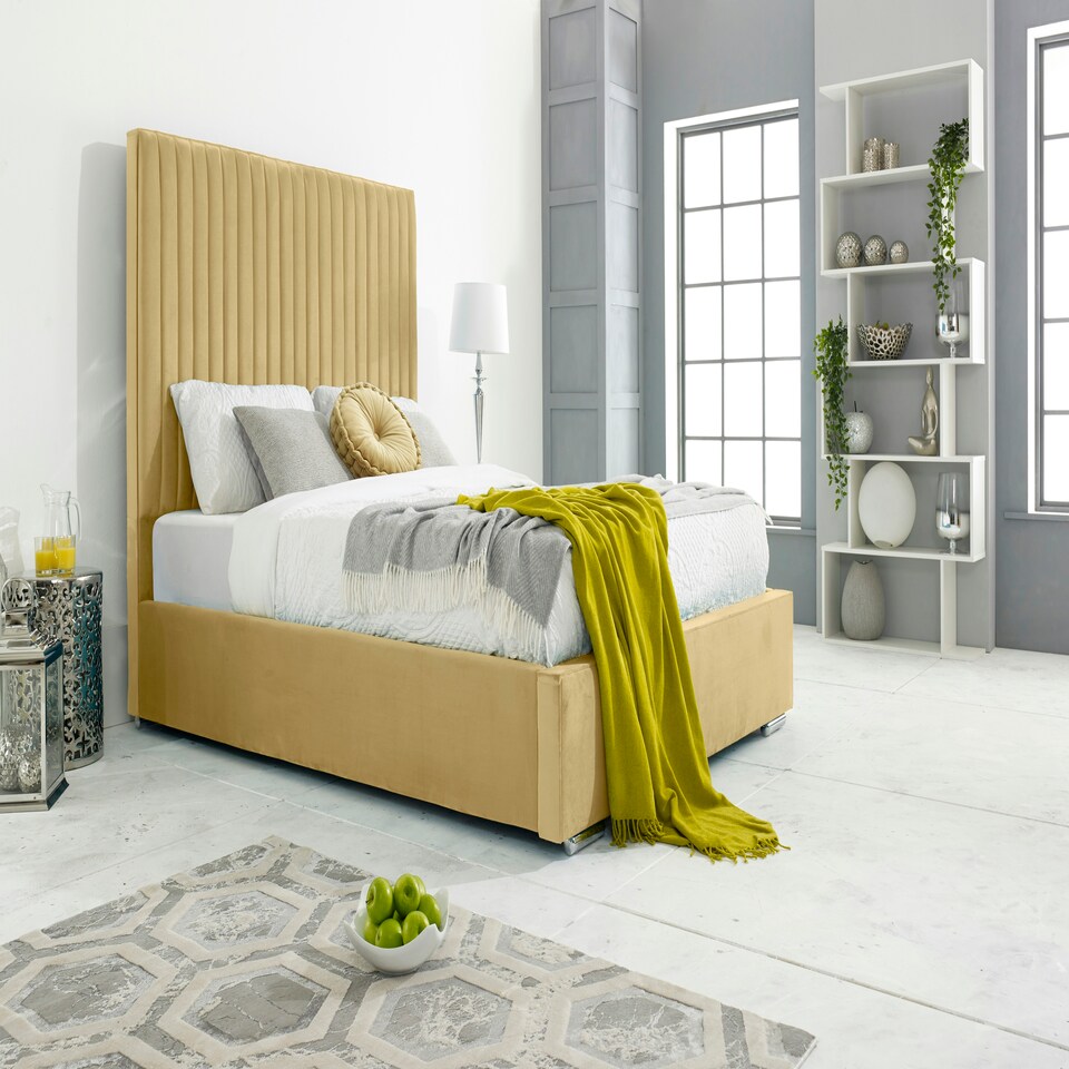 Merki Plush Small Double Bed Frame - Beige