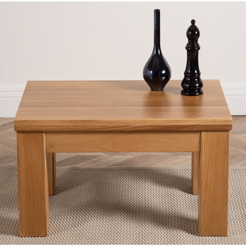 image 1 of Dakot Chunky Oak Small Coffee Table for Living Room | Brown | Light Oak