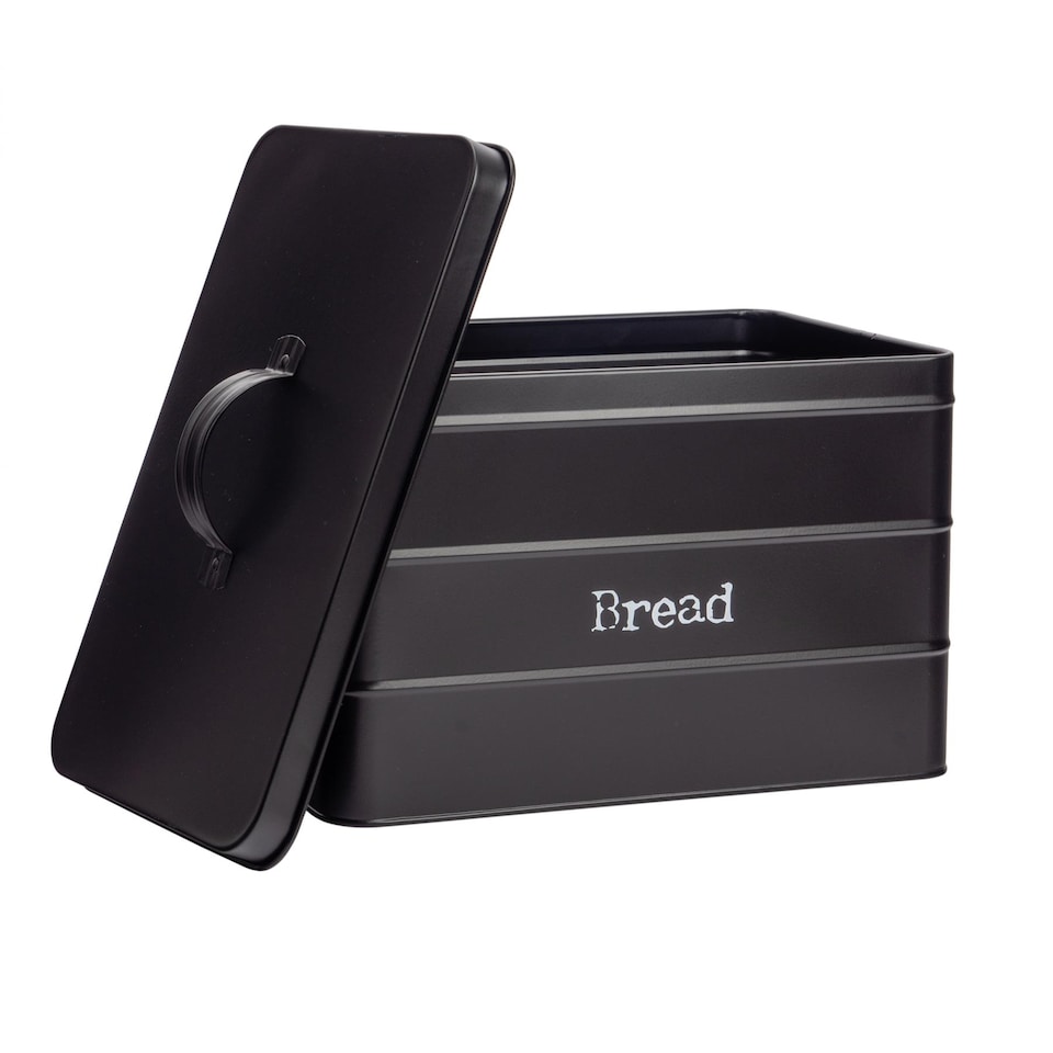 image 1 of Harbour Housewares Vintage Metal Kitchen Bread Bin - 40cm - Black