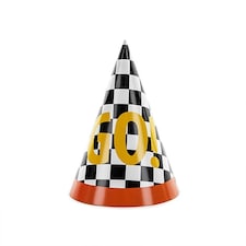 Go! Checkered Flag Racing Party Hats 16cm - Pack of 6