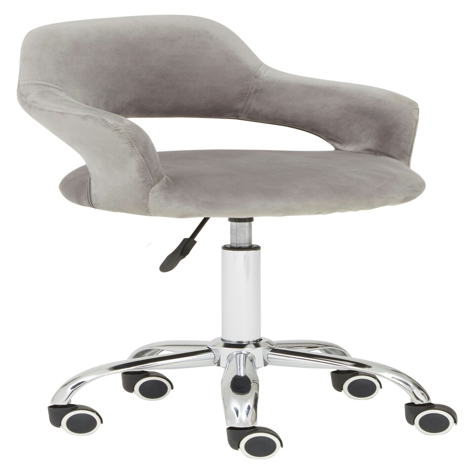 image 1 of Interiors by Premier Fionna Grey Velvet Home Office Chair with Curved Back