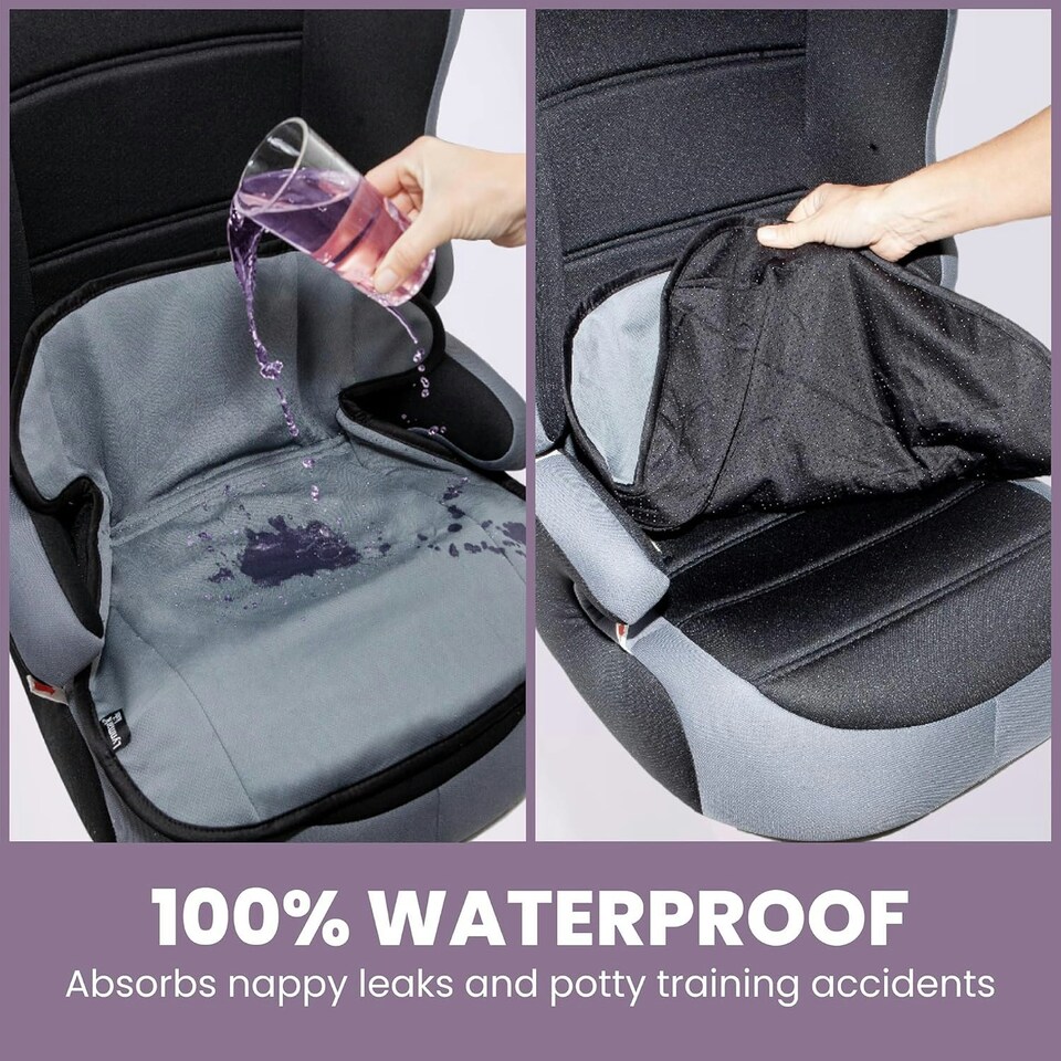 image 1 of Potty Training Car Seat Protector Cover for Spills, Nappy Leaks, and Accidents - No Bucklehole Grey