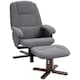 image 1 of HOMCOM Swivel Recliner Chair with Footstool and Wooden Base, Grey