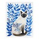 image 3 of Siamese Cat Lover and Blue Plants Pet Portrait Black Framed Wall Art Print A4