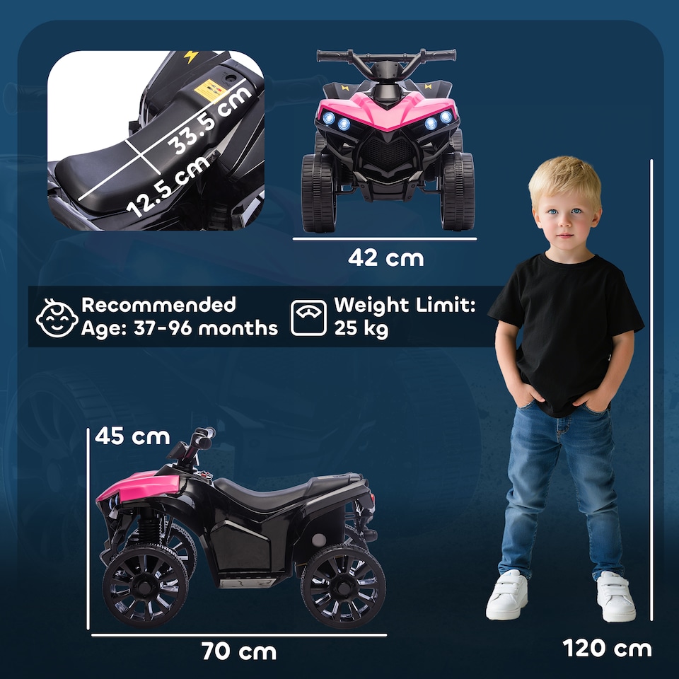 image 1 of AIYAPLAY 6V Electric Ride on Car, Kids ATV 4 Wheeler with Music and LED Headlights, Indoor Outdoor Toy Car for Ages 3-8 Years Boys and Girls | Pink