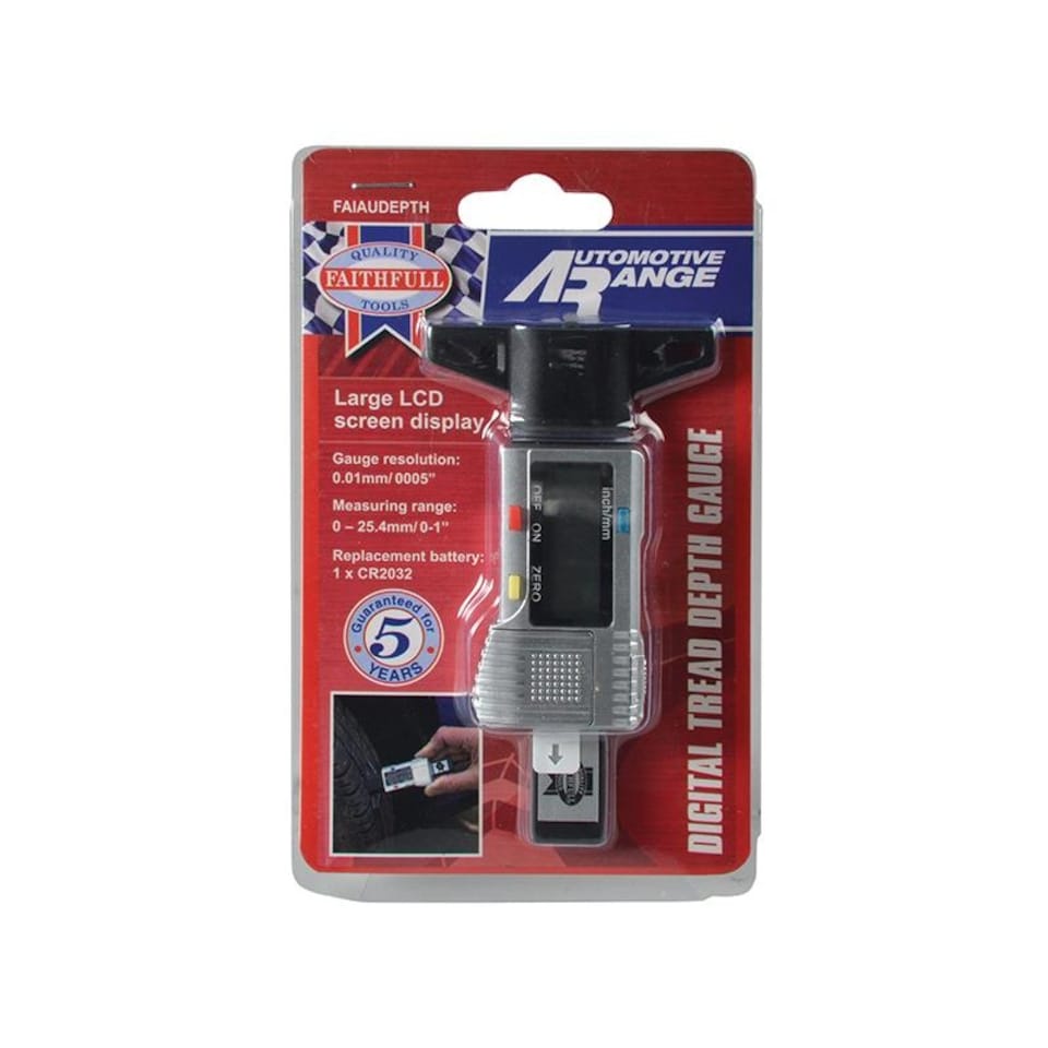image 1 of Faithfull Tyre Depth Gauge Digital Readout 0-25mm | Multi | Multi Colour | One Size | 1