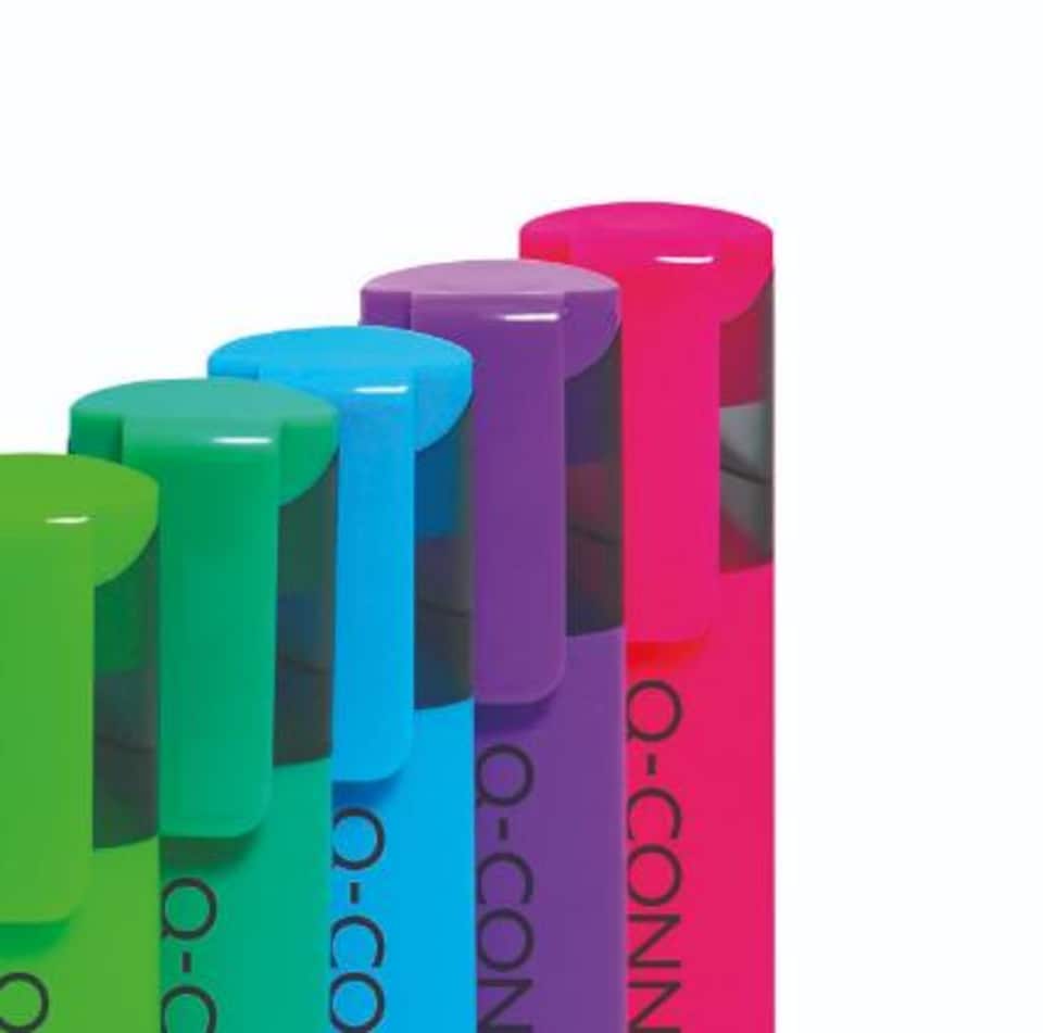 image 1 of Q-Connect Neon Highlighter Desk Set Assorted Chisel Tip with Desktop Holder Pack of 8