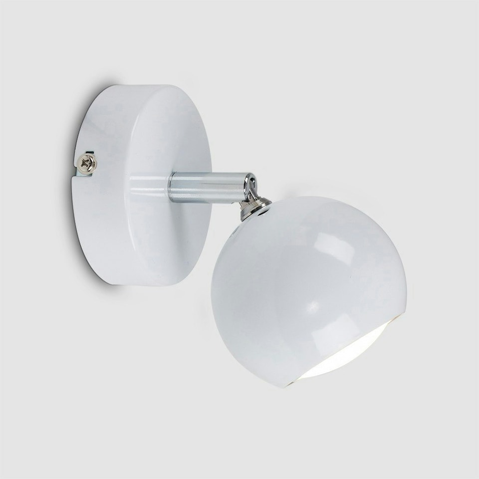 image 1 of ValueLights Retro Eyeball Spotlight Gloss White Wall Light and GU10 Spotlight LED 5W Cool White 6500K Bulb White
