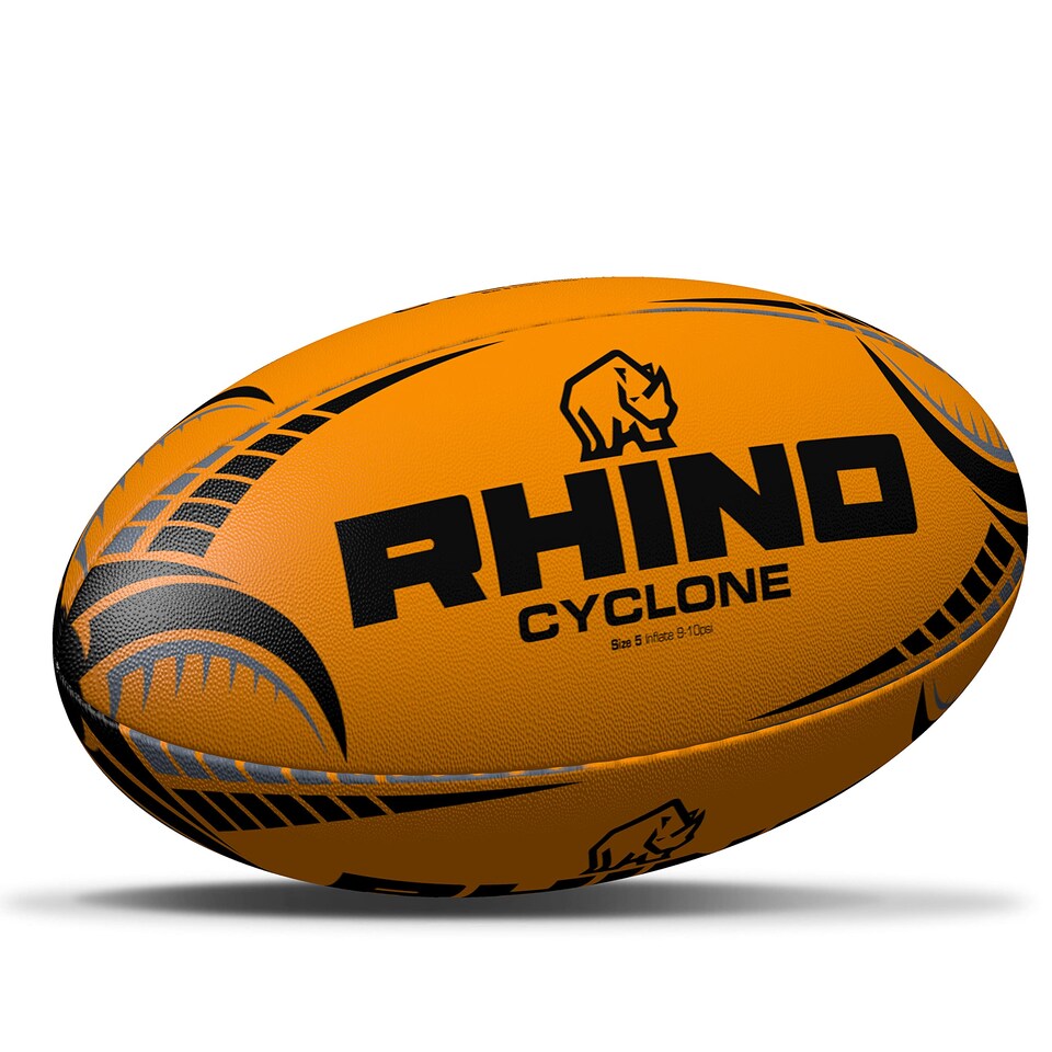 image 1 of Rhino Rugby Ball Cyclone Fluo Orange Size 5