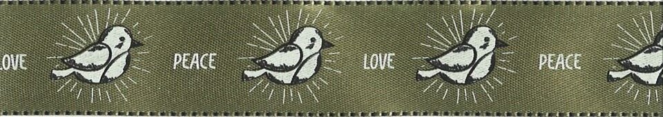 Berisfords Cloudy Green 25mm Peace Chick Ribbon for Dressmaking - per metre
