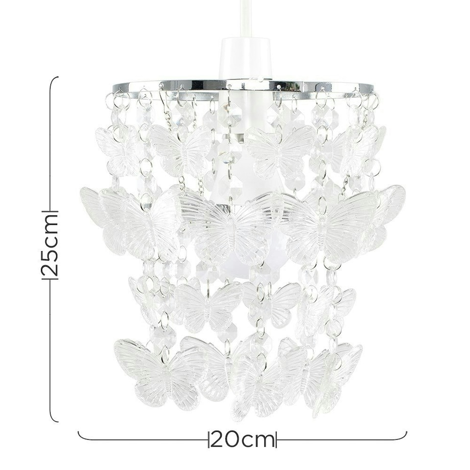 image 1 of ValueLights Clear Acrylic Butterfly Silver Pendant Ceiling Light Shade