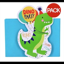 Amscan Dino-Mite Dinosaur Invitations (Pack of 8) - Green/Blue/White - One Size