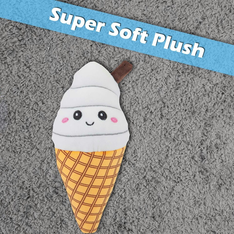 image 1 of Ice Cream Soft Toy Cute Plushie Huggable Cuddly Stuffed Toy 16cm White