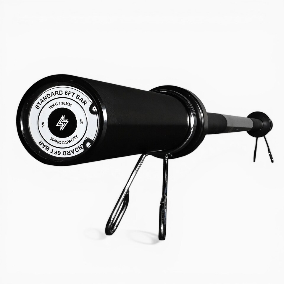 image 1 of GYM SETS GymSets Olympic 2" Barbell | 6ft Barbell + Clips / Black