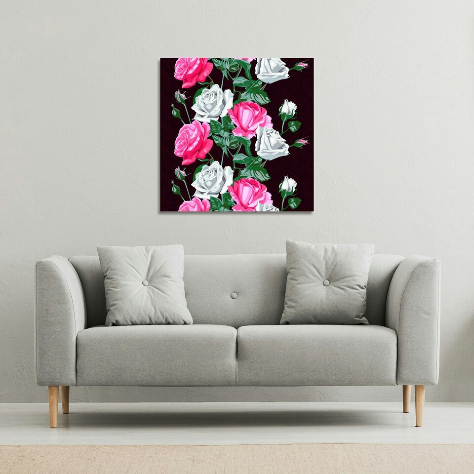 image 1 of pattern of Pink and White Flowers (Canvas Print) 46 x 46 x 4cm