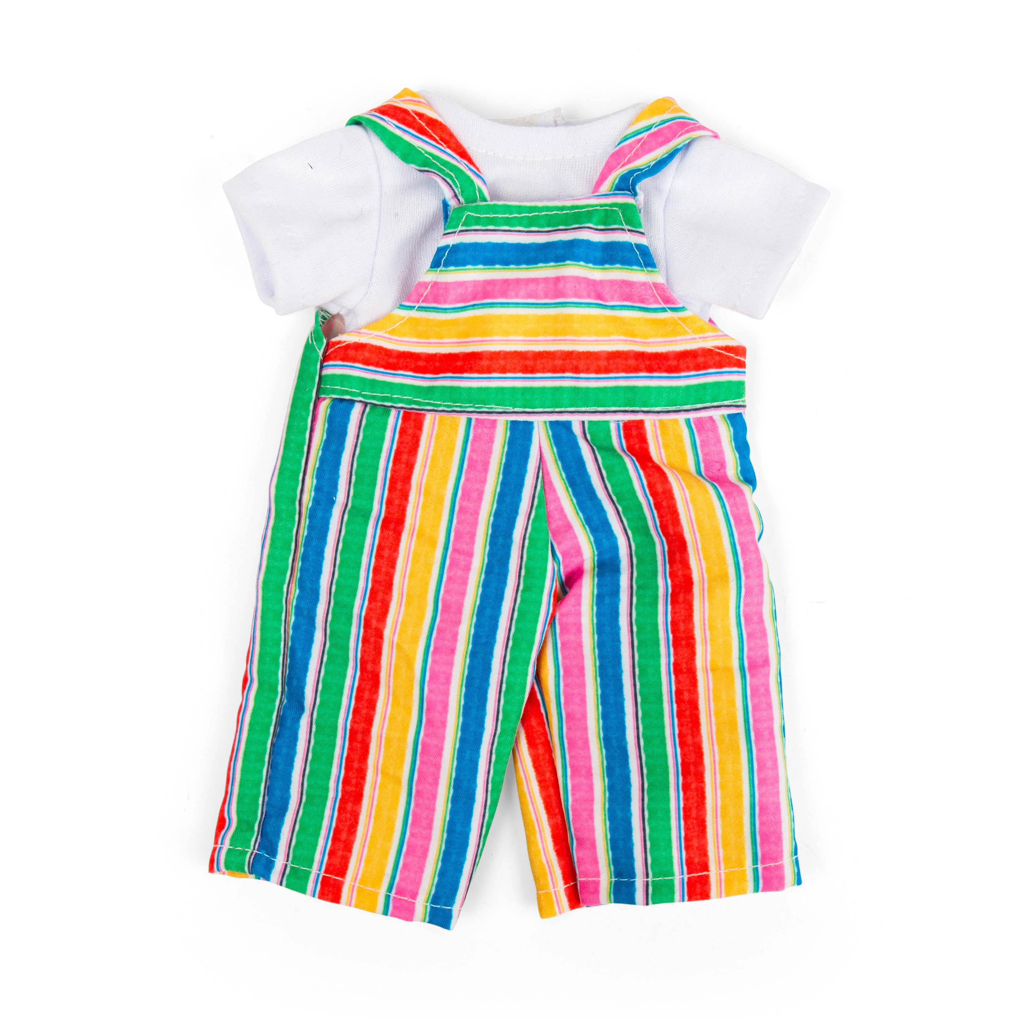 Bigjigs Toys Striped Dungarees & White T-Shirt - Small Doll