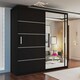 image 2 of Stylish 180cm Sliding Wardrobe with Full Mirror Door & Lined Panel Design | White, Black, Grey Finish Black | Black180cm
