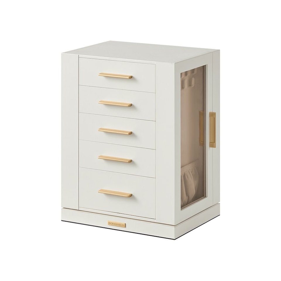 image 1 of Large Jewellery Organiser Box With Storage Drawers White