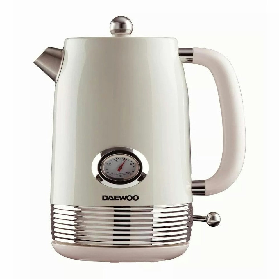 image 1 of Daewoo Denver Retro Matching Kettle and Toaster Set 1.5 Litre Rapid Boil 4 Slice Cream | Buttermilk | 4-slice