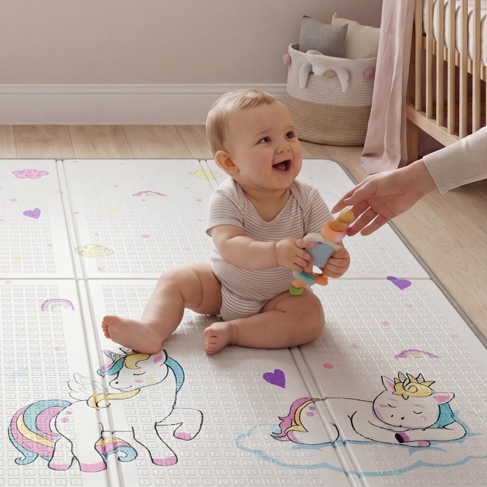 image 1 of Kids Unicorn Play Tent and Play Mat Set
