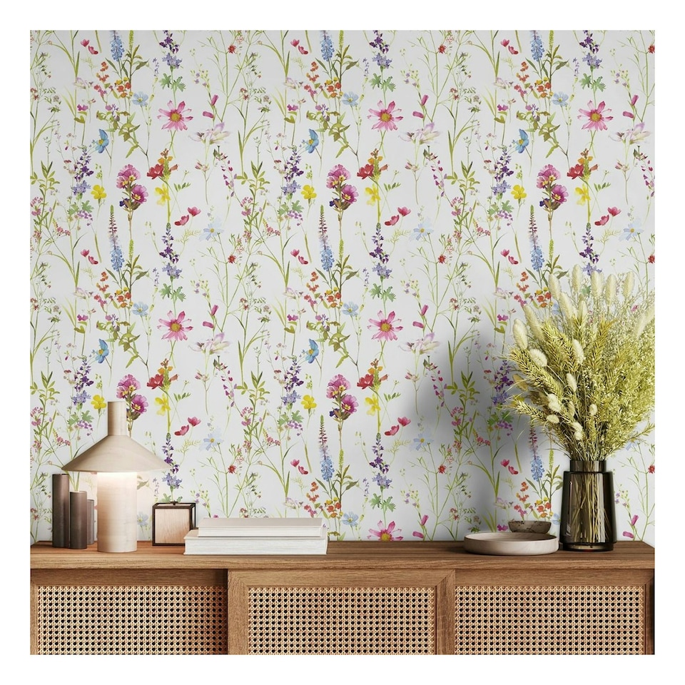 image 1 of World of Wallpaper Elsie Floral Wallpaper - Multicoloured - 10m x 53cm Multi