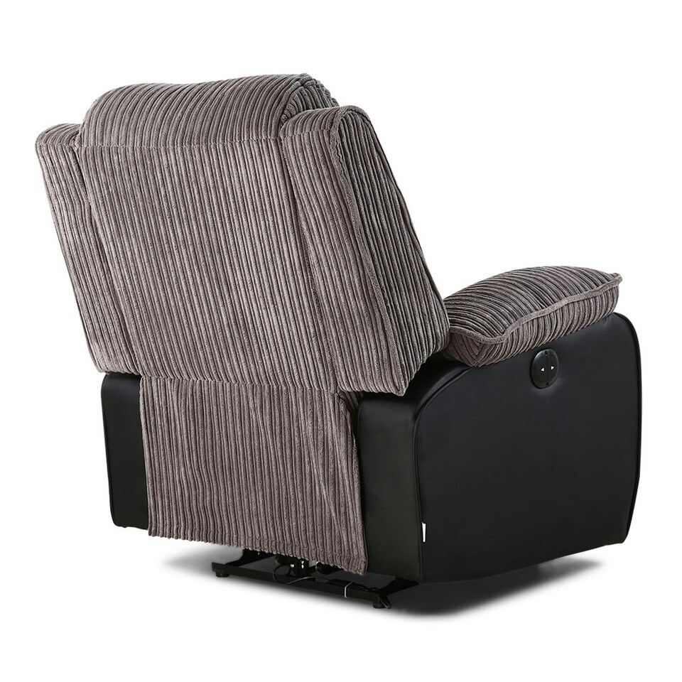 image 1 of Postana Jumbo Cord Fabric Electric Reclining Armchair Recliner Chair (Grey)