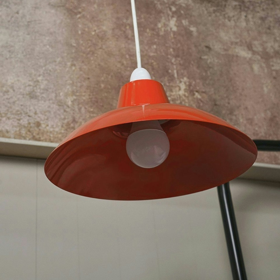 image 1 of ValueLights Retro Style Red Metal Easy Fit Ceiling Pendant Light Shade