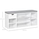 image 5 of HOMCOM Shoe Bench with Seat Cushion Shoe Storage Cabinet with 7 Compartments Drawer Adjustable Shelves for Entryway Hallway Living Room, White | White | White