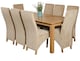 image 1 of Oslo 180 x 90 cm Large Oak Dining Table and 8 Lola Fabric Chairs | Brown | Beige