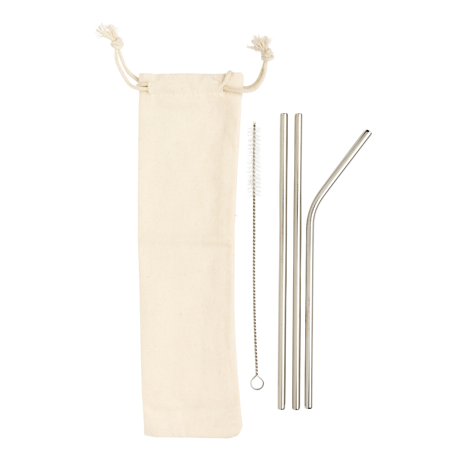 image 1 of XD Collection Stainless Steel Straw Set (Pack of 3) | Silver | Silver | One Size | 1