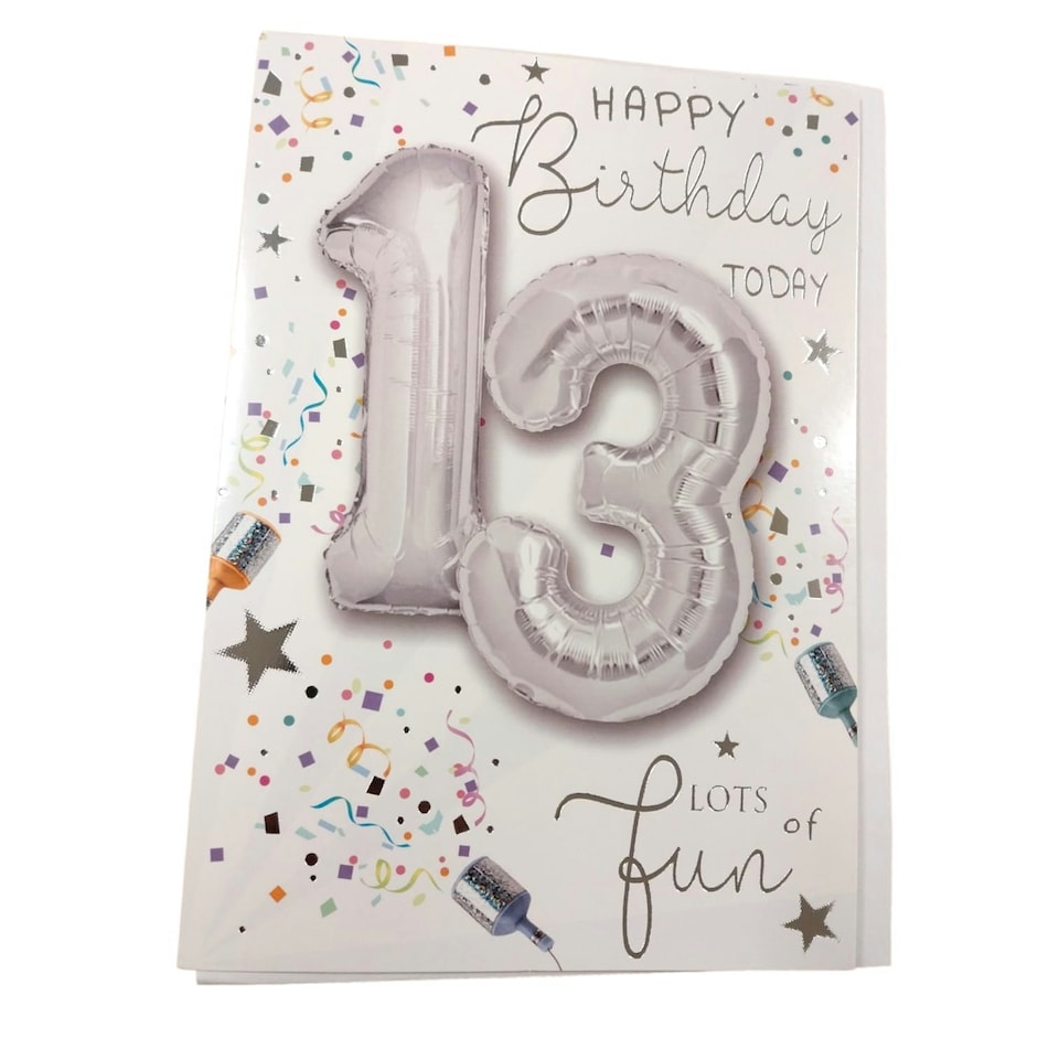 image 1 of Happy Birthday 13 Today Have Fun Balloon Boutique Greeting Card