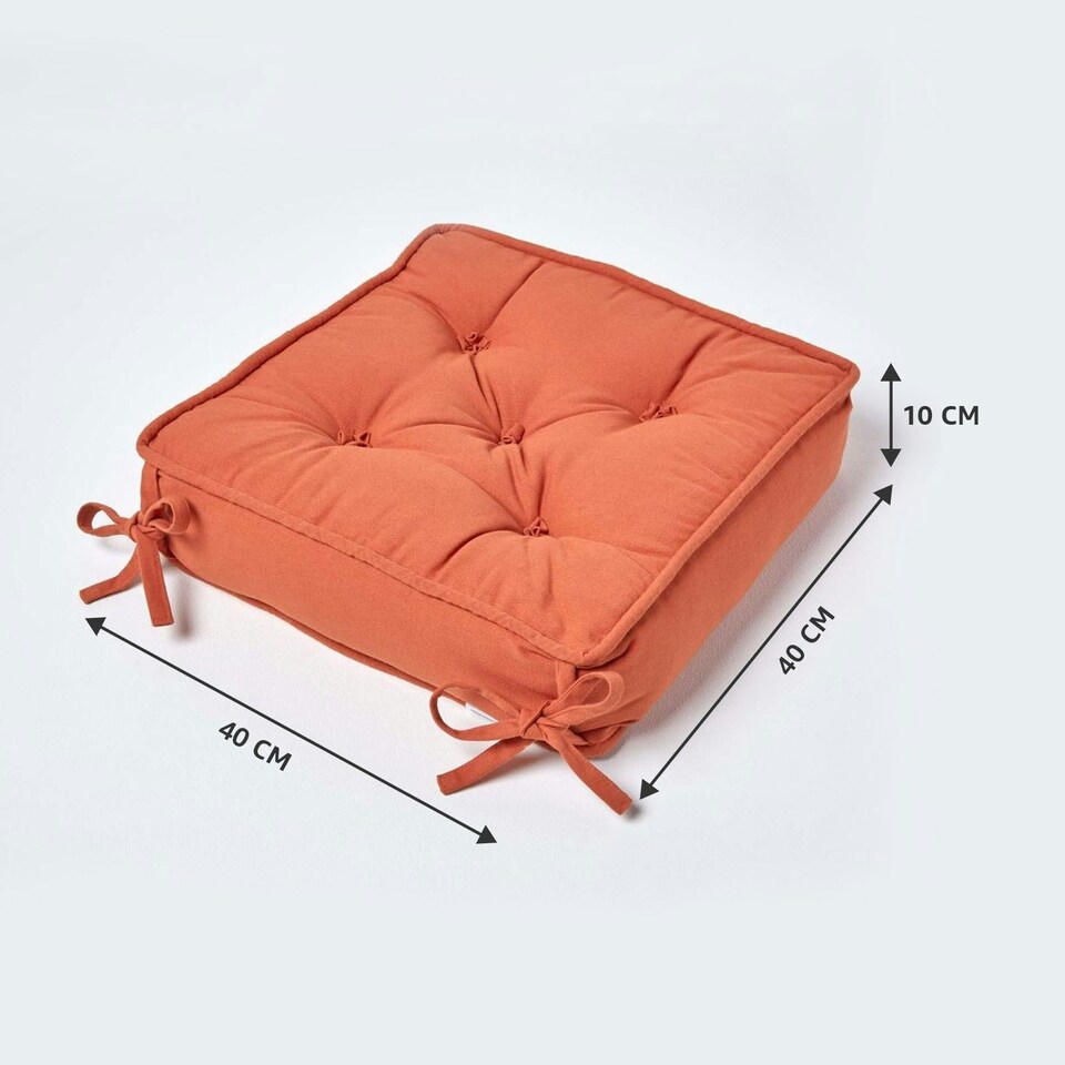 image 1 of Homescapes Terracotta Cotton Dining Chair Booster Cushion Orange