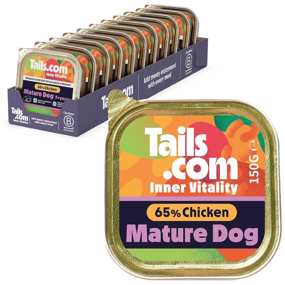 image 1 of Tails.com Inner Vitality Wet Dog Food Alu Tray Mature Chicken 11 x 150g