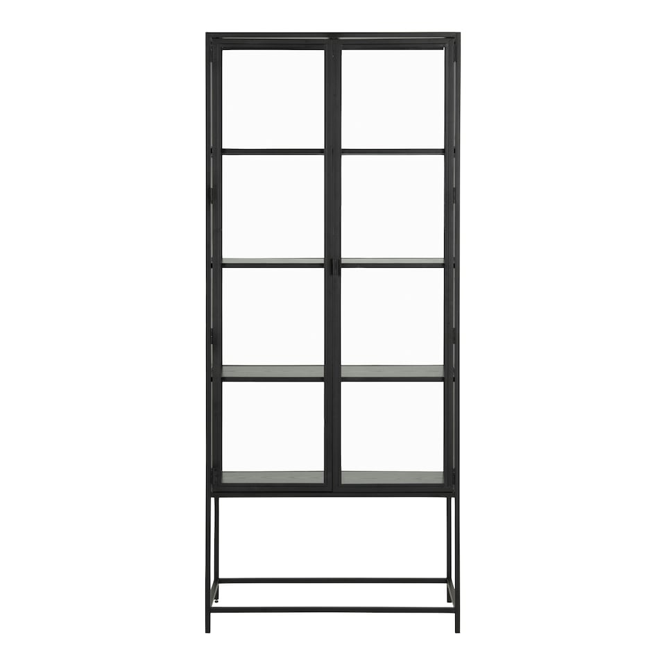 image 1 of Seaford Tall Black Metal 2 Door Display Cabinet