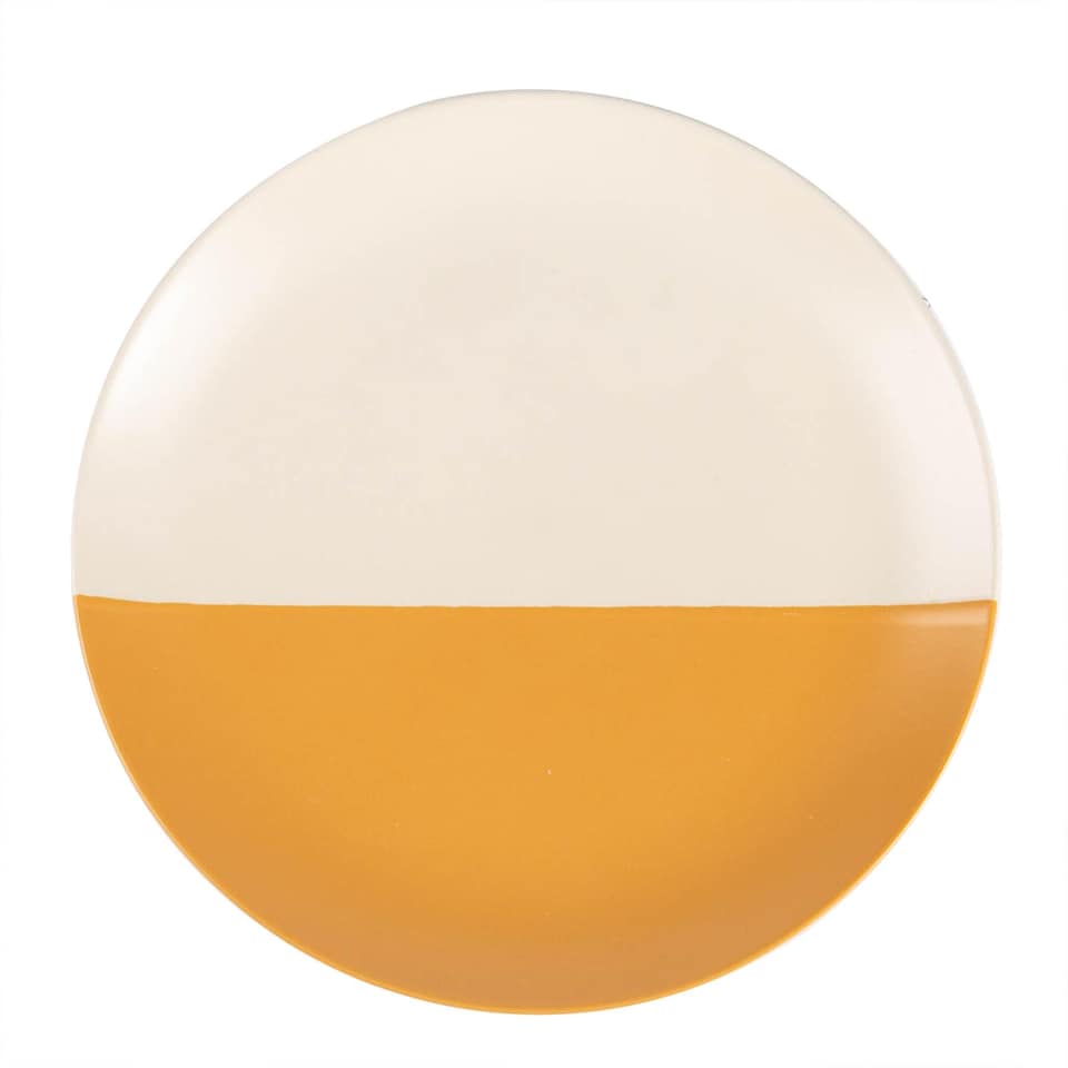 image 1 of Nicola Spring Ceramic Dipped Flecked Dinner Plates - 20.5cm - Mustard - Pack of 4 | Yellow | Mustard