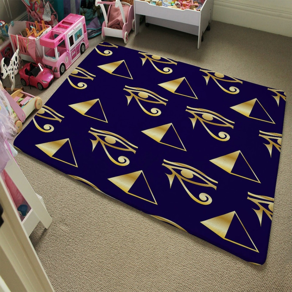 image 1 of Gold Pyramid & Eye Of Horus (Rug) Gold | XL: 160x230cm