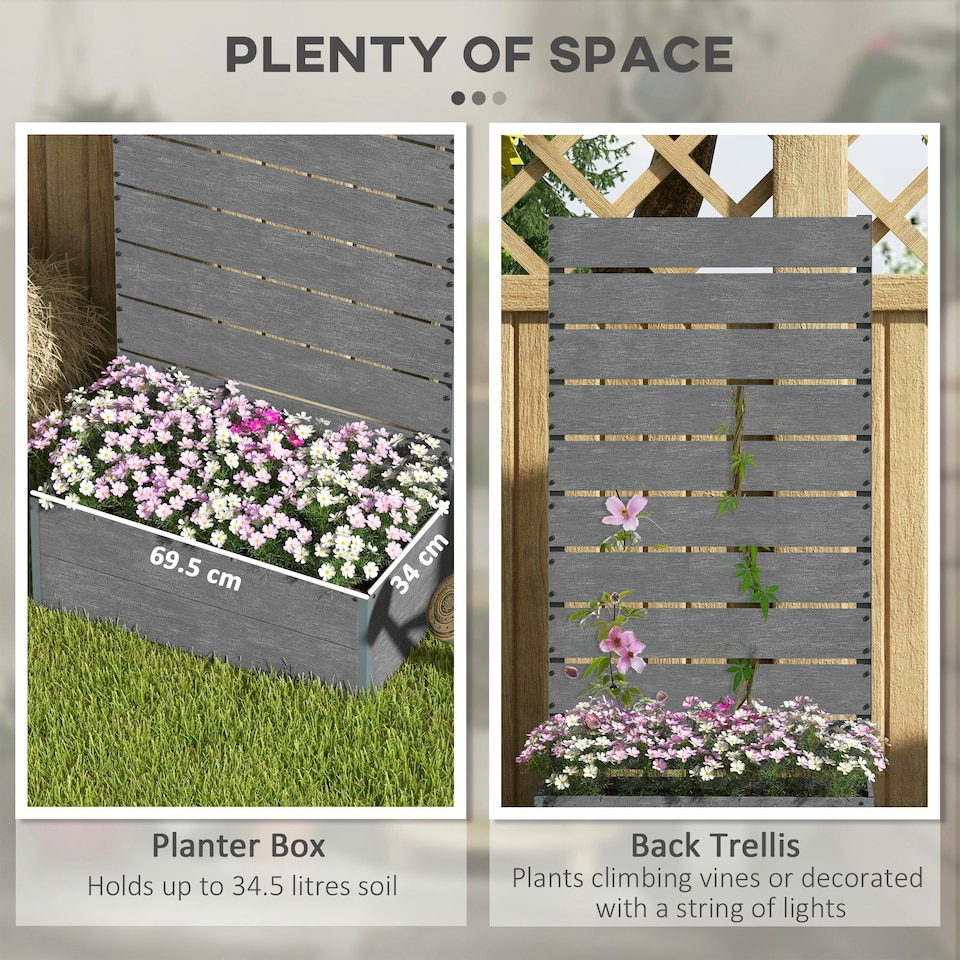 image 1 of Outsunny Raised Garden Bed with Trellis and Drainage Hole, Planter Box