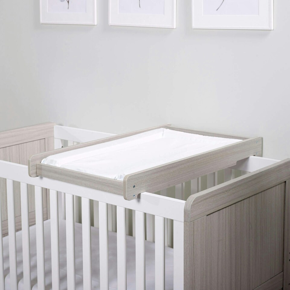 image 1 of Pembrey Cot Top Changer – Stylish Wooden Baby Changing Solution, Universal Fit for Most Cots, Space-Saving Design, Easy to Install & Wipe Clean (Ash Grey)